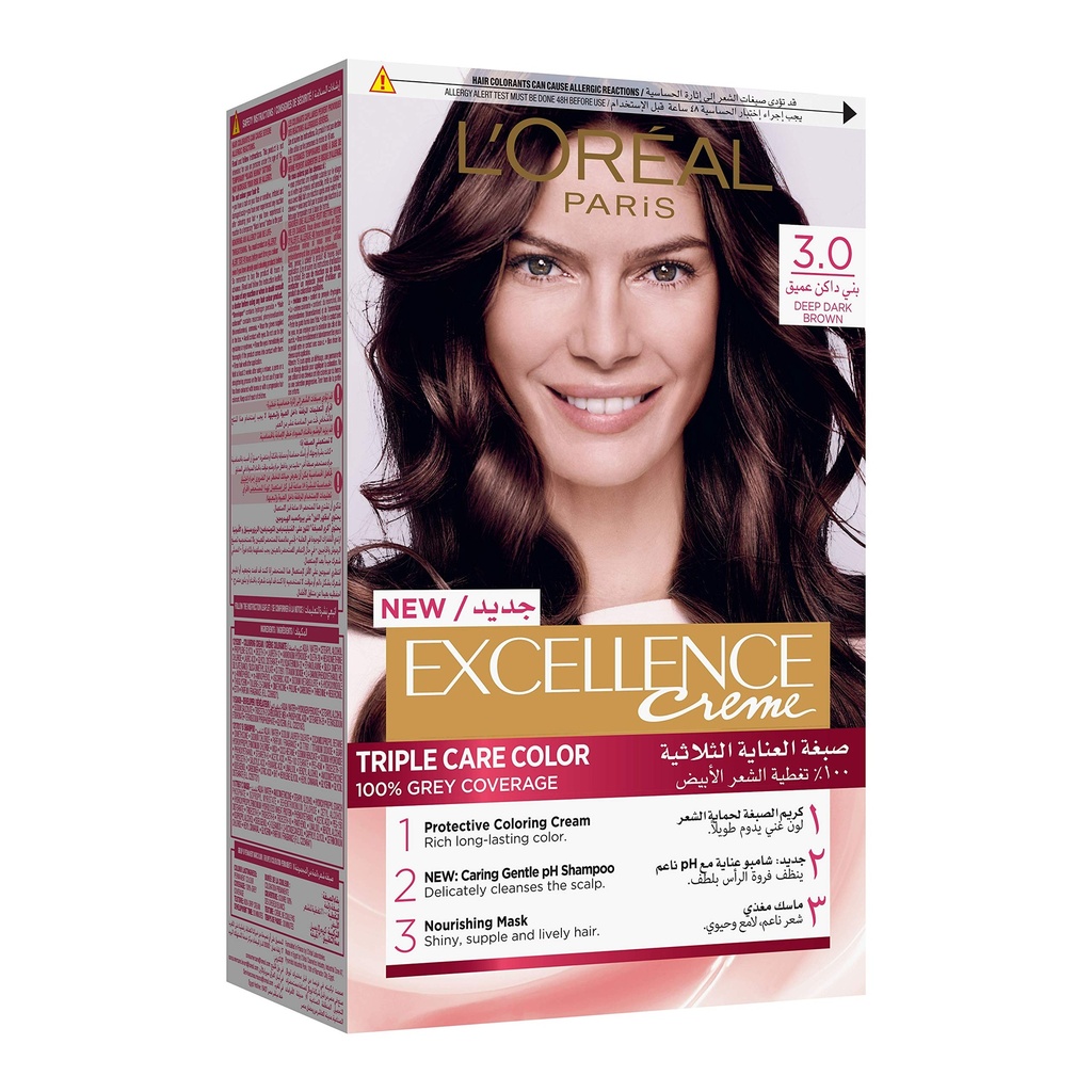 LOREAL HAIR COLOR EXCELLENCE 3.0 DEEP DARK BROWN