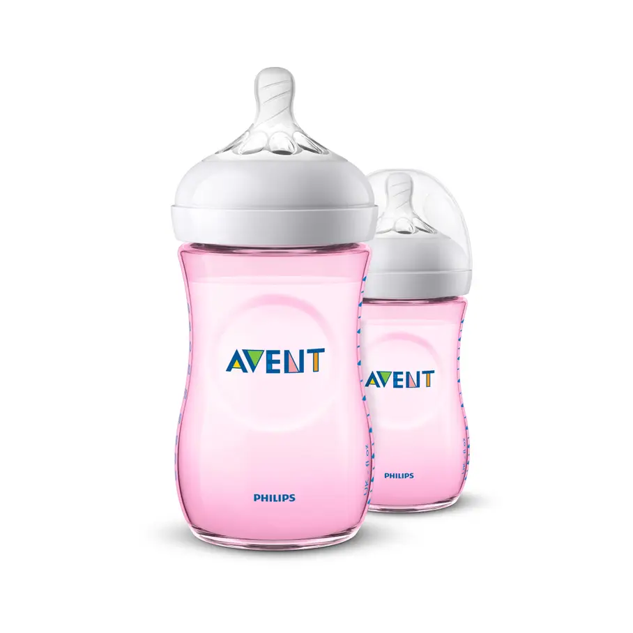 AVENT NATURAL FEDING BOTTEL PINK 260 ML*2