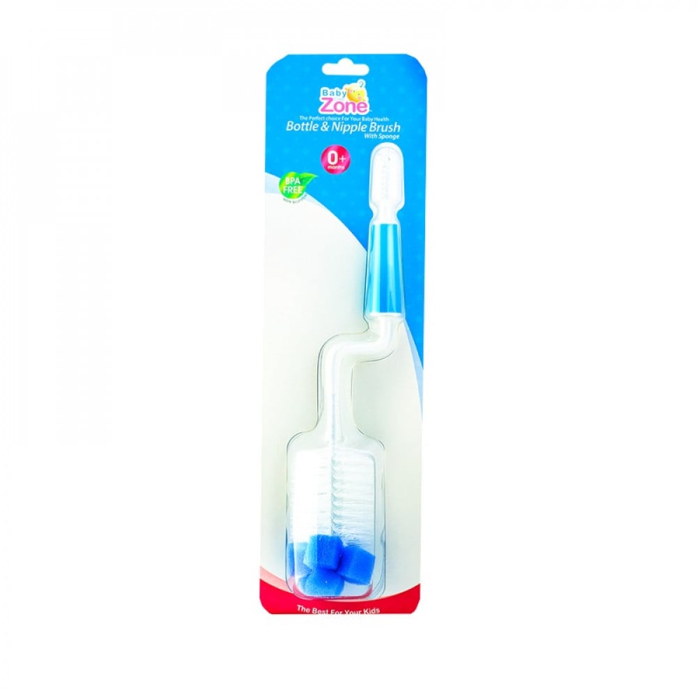 BABY ZONE BOTTLE & NIPPLE BRUSH WITH SPONGE