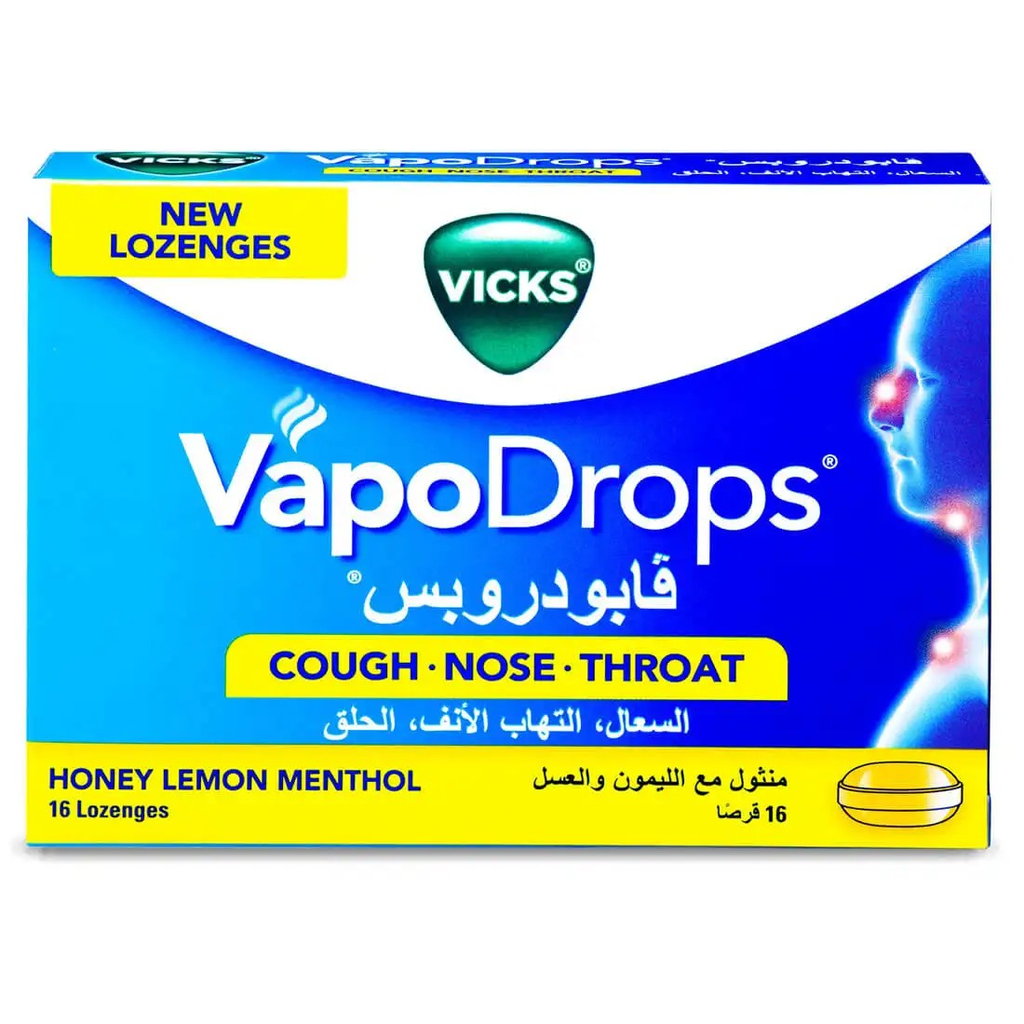 Vicks Vapo Drops Cough Nose Throat Honey Lemon Menthol 16 Lozenges