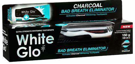 WHITE GLO CHARCOAL BAD BREATH ELIMINATOR 150G