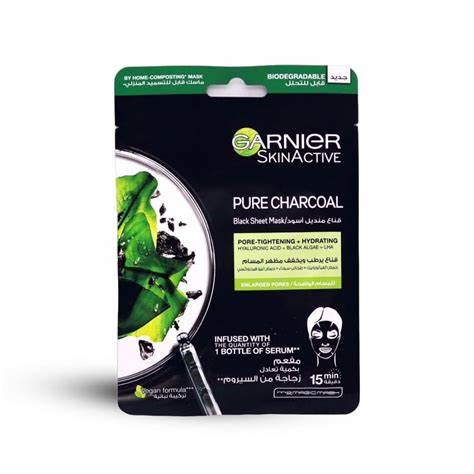 Garnier skin active tissue mask pure chsrcoal