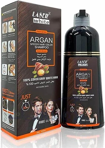 [104215] LASER WHITE ARGAN SHAMPOO 420ML NATURAL BROWN