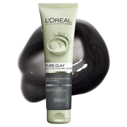 [104558] LOREAL PURE CLAY CHARCOAL GEL WASH 150ML