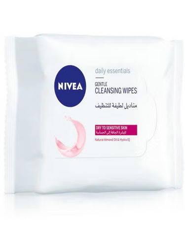 [drop//01596] NIVEA Facial cleansing wipes 25 pack dry to sensitive skin pink
