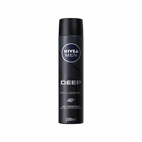 [drop//01608] NIVEA MEN DEODERANT SPRAY DEEP BLACK CARBON 200ML