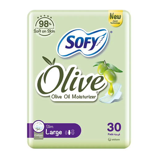 [drop//02108] Sofy Olive Large slim With Wings 30 Pads