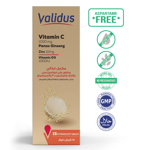[107272] VALIDUS VITAMIN C +ZINC D3 15EFF