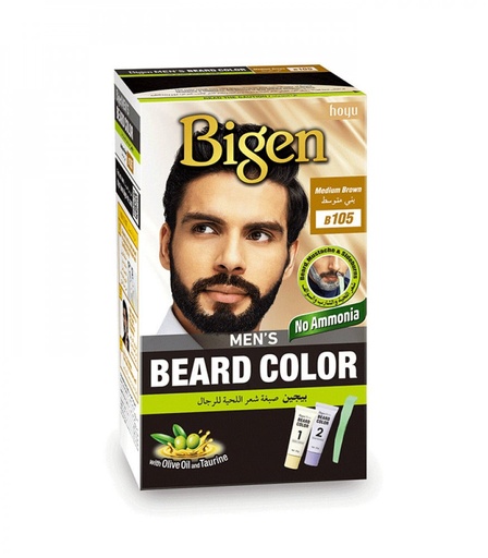 [100826] Bigen Hair Color beard 40 gm B105 Medium Brown