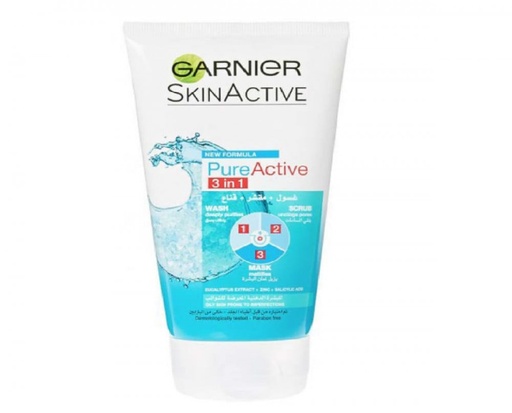 [drop//00848] GARNIER FACE WASH PURE ACTIVE 3IN1 CLAY 150ML